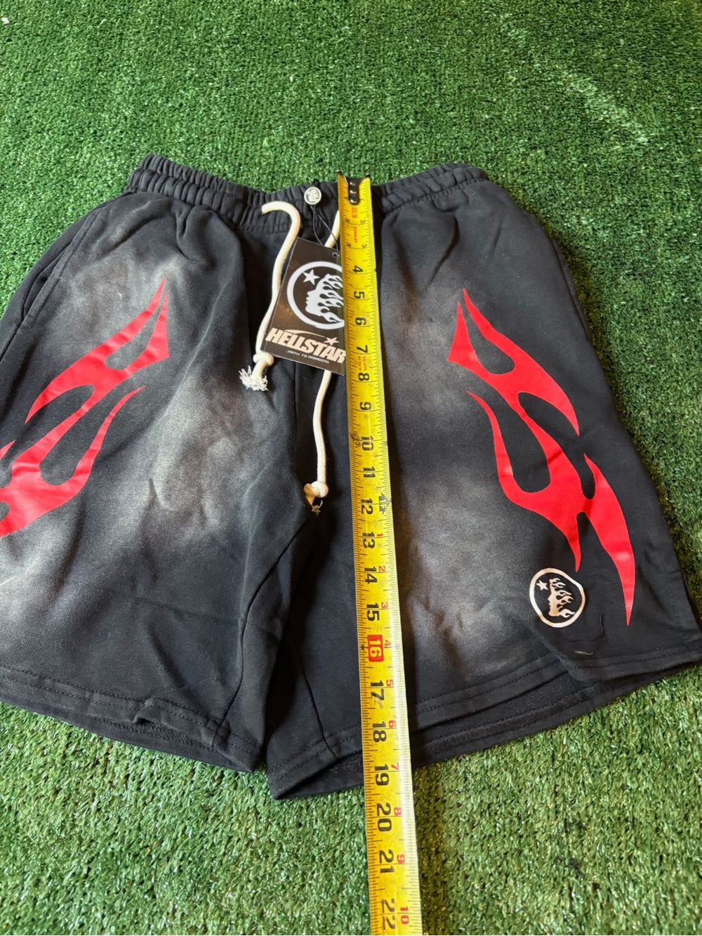 HeliStar Men’s Black Athletic Shorts with Red Flame Print - Picture 9 of 9